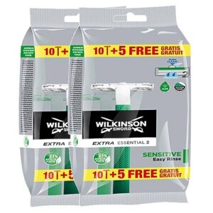 Wilkinson Sword Extra 2 Sensitive Herren Einwegrasierer, 10 + 5 St, 2er Pack