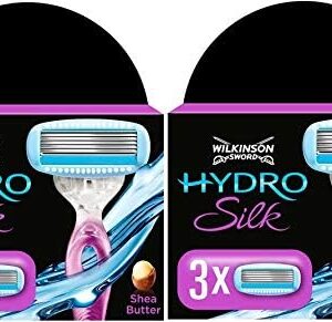 Wilkinson Sword Hydro Silk 2er-Pack Klingen, 3 feuchtigkeitsspendende Streifen, Unisex-Erwachsene, alle Hauttypen