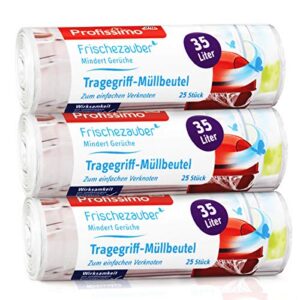 Profissimo Tragegriff Müllbeutel 35L (25Stück) - 3er Pack - Reißfest & Flüssigkeitsdicht - (3 x 25 Stück)