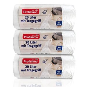 Müllbeutel mit Griff | 20 Liter | Reißfest & auslaufsicher | 3-120 Beutel (3x40 Beutel) | Verpackung & Produkt recyclebar