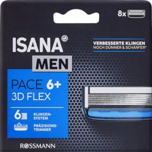 ISANA men Pace 6+ Rasierklingen 8 Stück 6-Klingen-System, Trimmer…