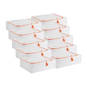 IKEA PARKLA Aufbewahrungskoffer, 55 x 49 x 19 cm, 10 Stück, Weiß, Polypropylen, Flach zusammenlegbar, Perfekt für Bettwäsche, Kleidung, Schuhe, saisonale Dekorationen