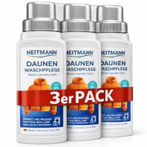 Heitmann Daunen Wäsche: reinigt und pflegt Textilien mit Daunenfüllung, ideal für die schonende Reinigung von Daunen-Jacken, Federkissen, Federbetten, 250ml, 3er Pack