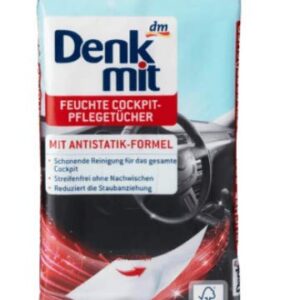 Denkmit Feuchttücher Autopflege, 20 Stück, Unparfümiert, Cockpit-Pflegetücher für Kunststoffoberflächen