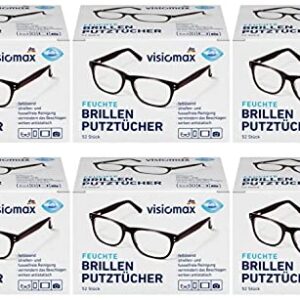 Brillen Putztücher - Feucht und Fettlösend für Eine streifenfreie Reinigung - 312 Stück - 6er Pack (6 x 52 Stück) - für Alle Brillengläser aus Mikrofaser, Weiß