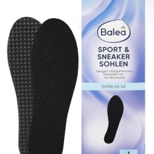 Balea Sport- und Sneaker-Sohlen, Aktivkohle, Größe 42/43, Schwarz, 1 Paar, limitierte Auflage